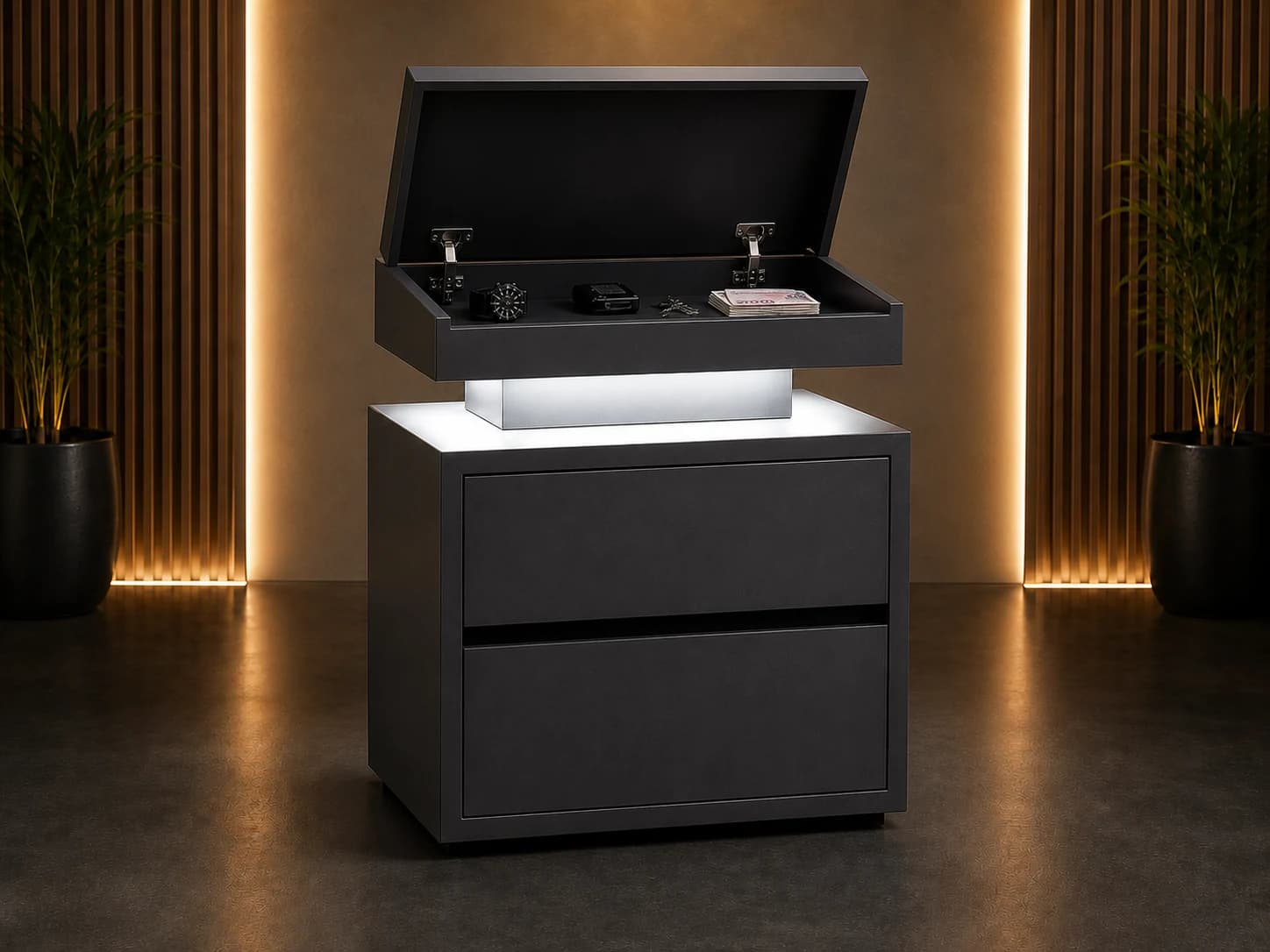 GİZLİ HOME NOVA CUBE NFC kartlı gizli bölmeli komodin
